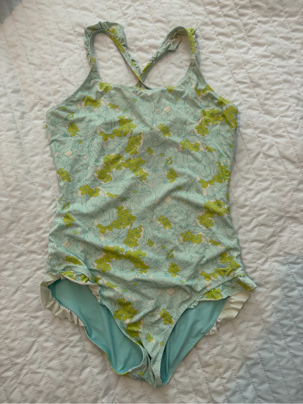 Vineyard Vines Mint Floral Girls' One-Piece Swimsuit